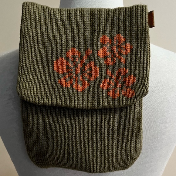 Y2K-La Senza Girl~Junior Girl~Cross Body Purse~Green & Orange~Knit Fabric - Picture 2 of 7